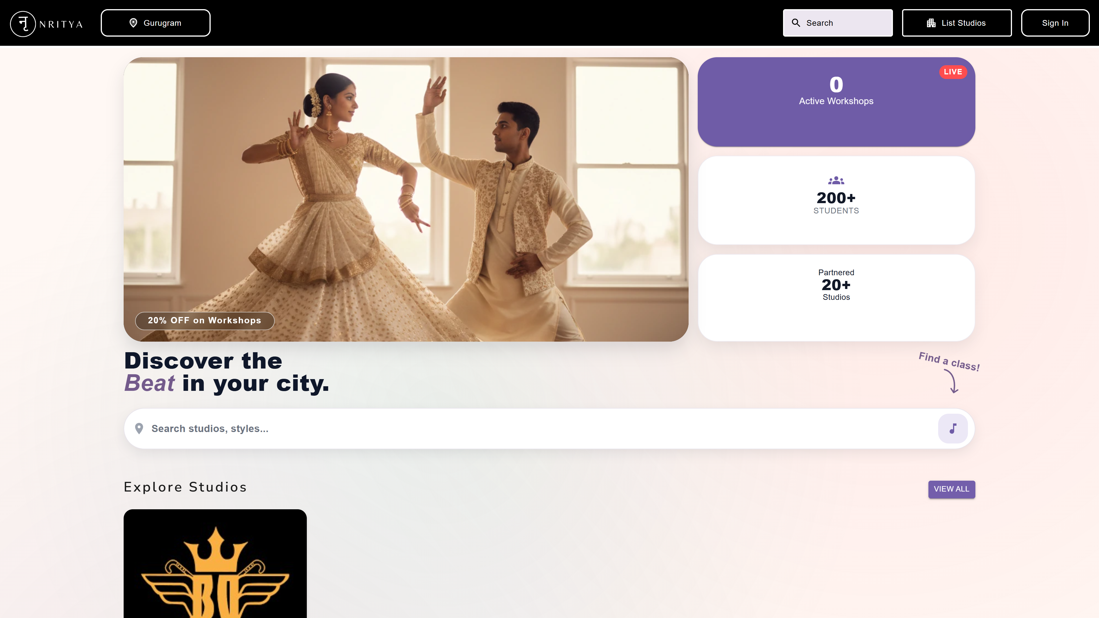 Nritya — mobile experience by SideSwitch